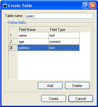 Create Table