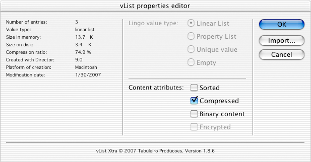 vList properties editor
